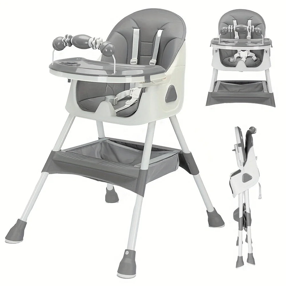 PetitWishes  Foldable Baby High Chair 6 Months Plus, with Large Antislip Pad & ToyRack, Easy to Clean Feeding , E500