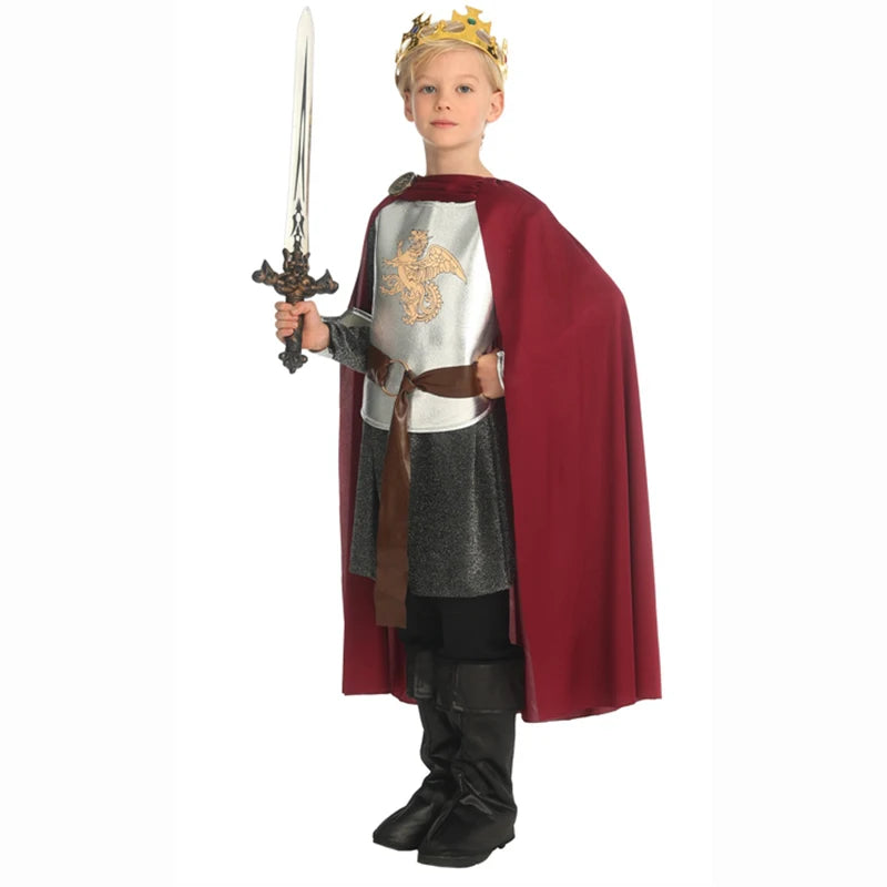 Kids Prince Cosplay Costume — Noble Knight Outfit with Cape, Belt & Accessories for Stage & Parties