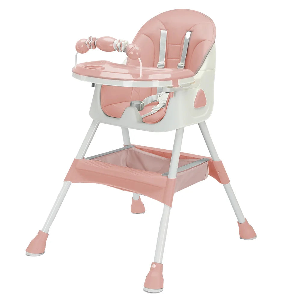 PetitWishes  Foldable Baby High Chair 6 Months Plus, with Large Antislip Pad & ToyRack, Easy to Clean Feeding , E500