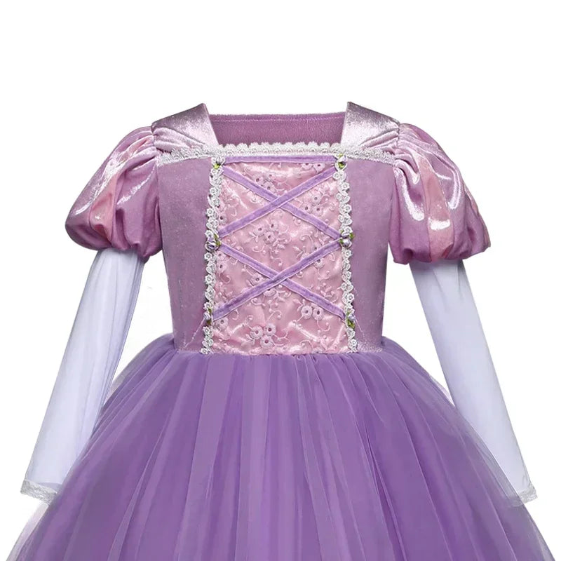 Rapunzel Princess Dress for Girls — Purple Tulle Cosplay Gown, Birthday & Halloween