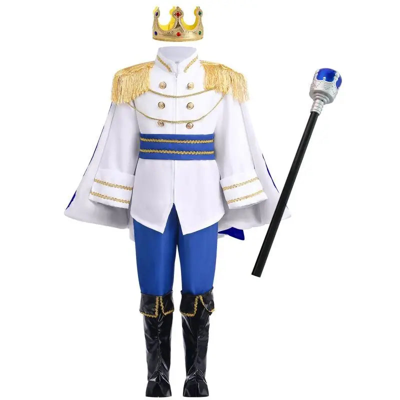 Boys Royal Prince Costume — Medieval King Outfit with Crown, Cape & Full Accessories Set