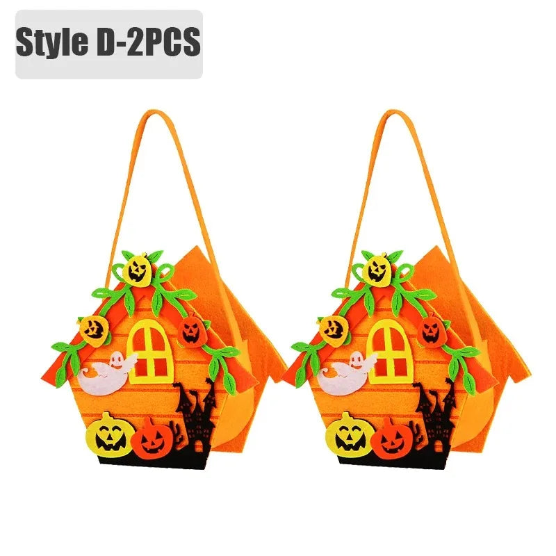 Halloween Pumpkin Candy Bags — 1–6 PCS Felt Trick or Treat Tote for Kids Party