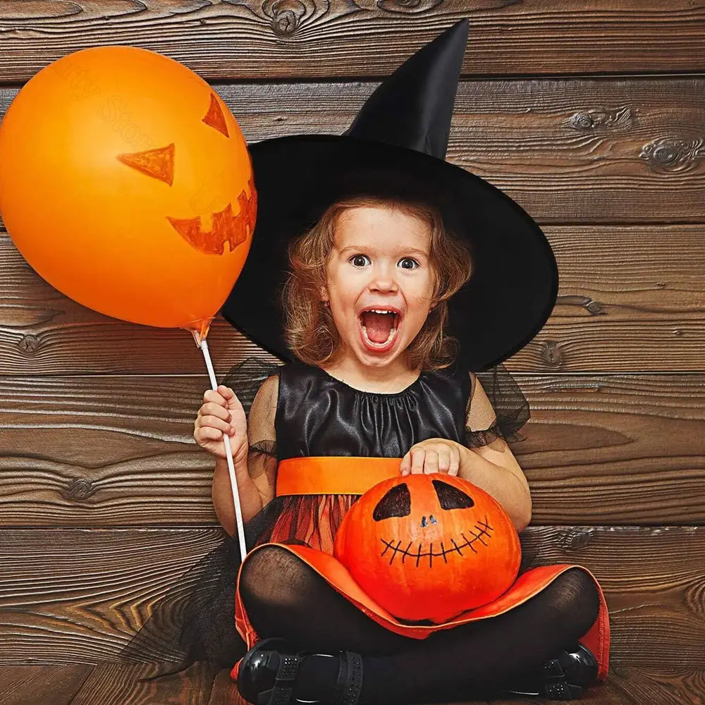 Halloween Hanging Witches Hats — 6/12 Pack with 40m Rope, Black Wizard Hats for Party & Outdoor Decoration