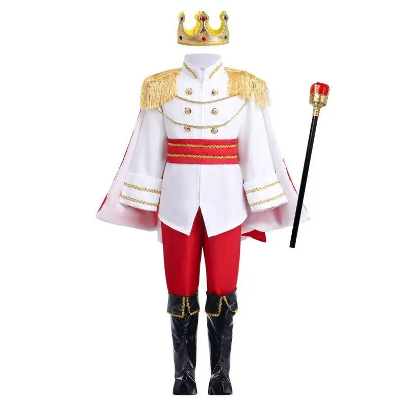 Boys Royal Prince Costume — Medieval King Outfit with Crown, Cape & Full Accessories Set