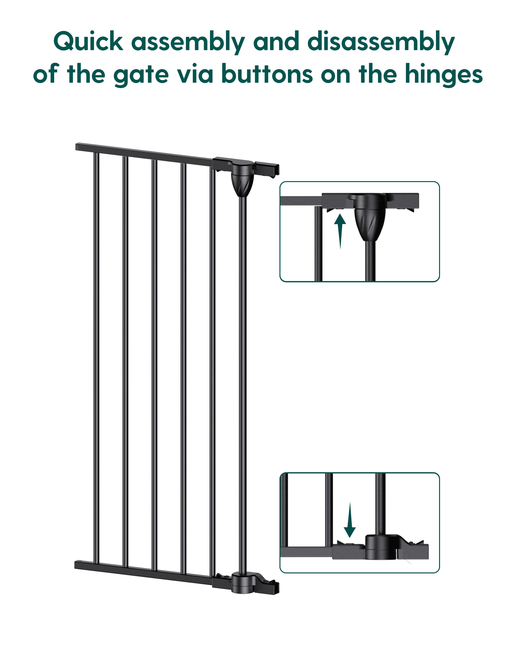 AdaptiZone | Extra Wide Baby Gate, 30" Tall Auto-Close Pet & Child Safety Gate for Stairs