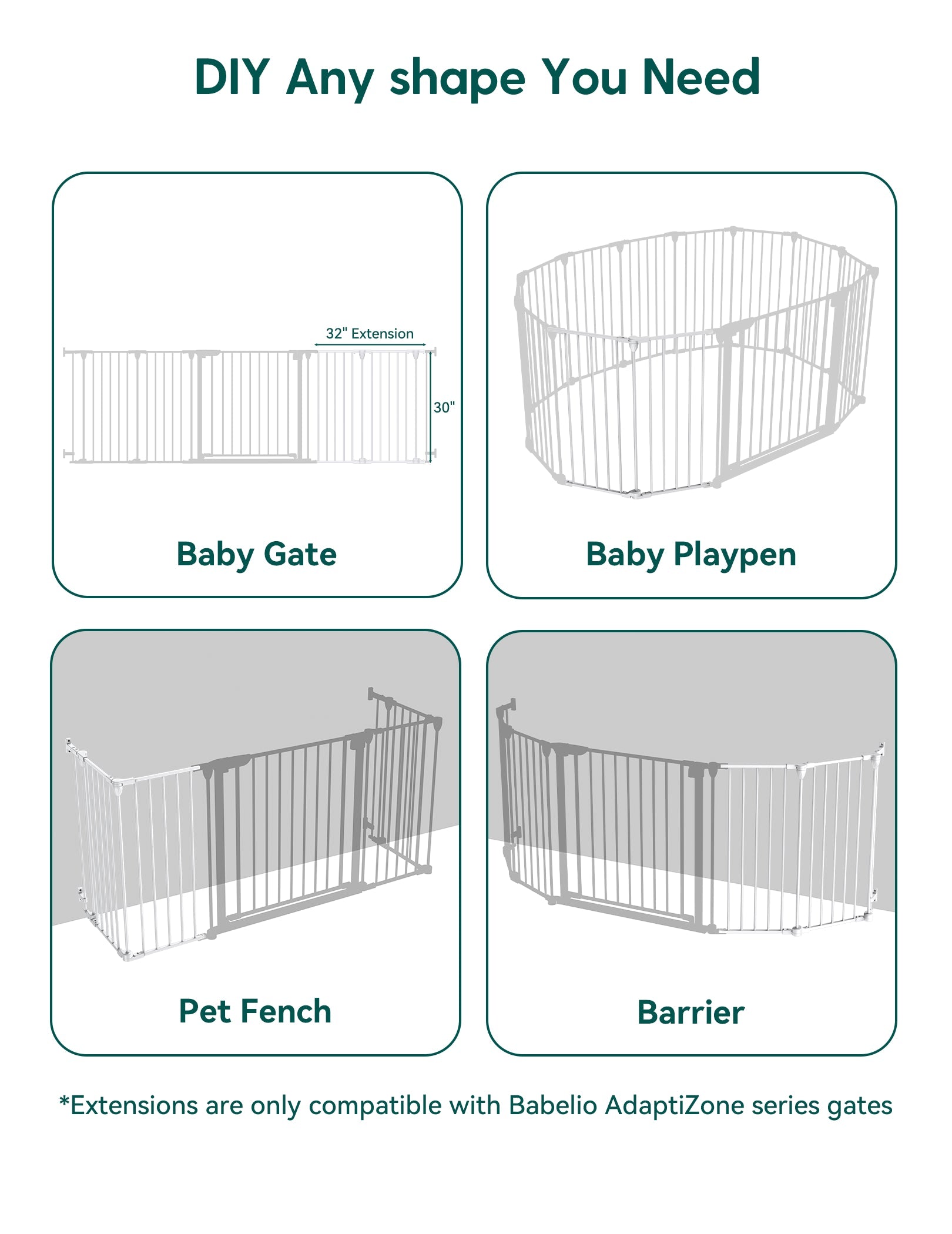 Babelio 104 inch extra wide baby gate for large room divider and fireplace