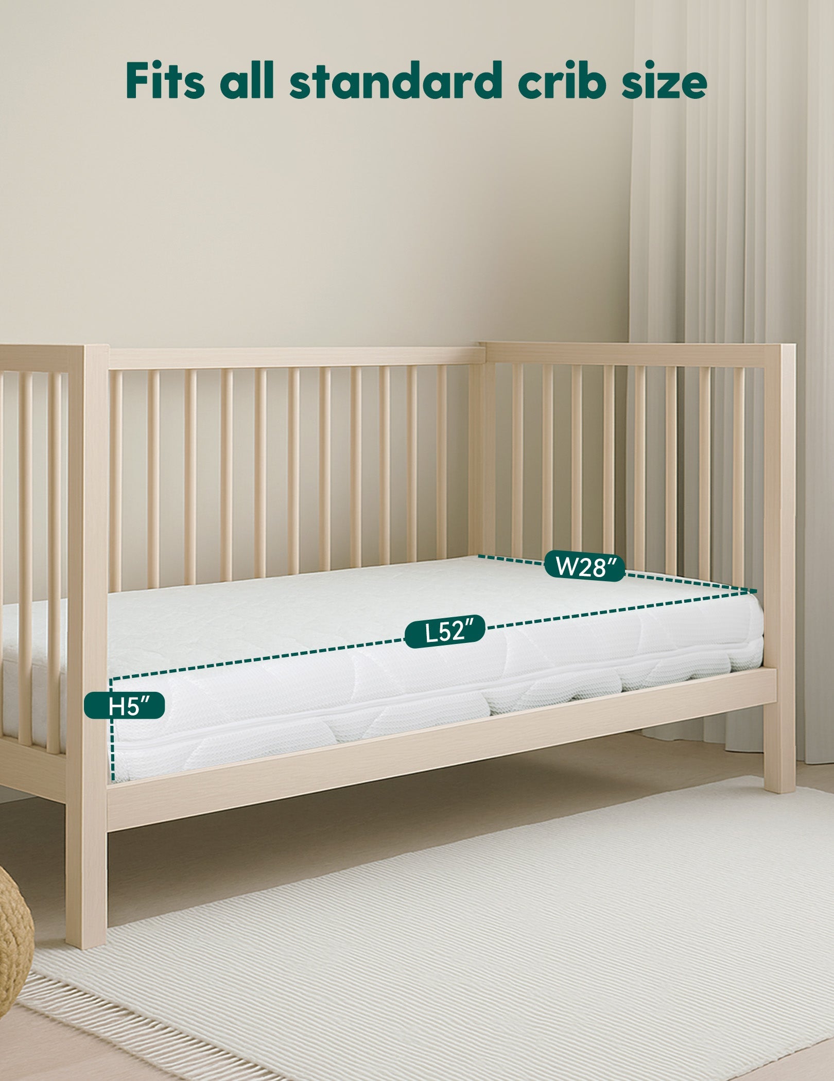 Air Nest | Crib Mattress For Baby&Toddler Ultra-Breathable 100% Washable