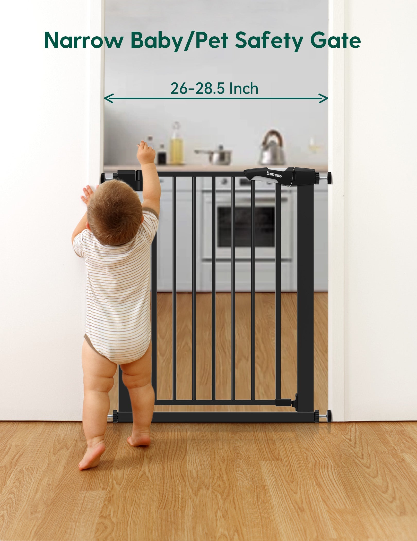 Babelio Baby Gate for Narrow Space | Pressguard - babeliobaby - White - 30 Inch