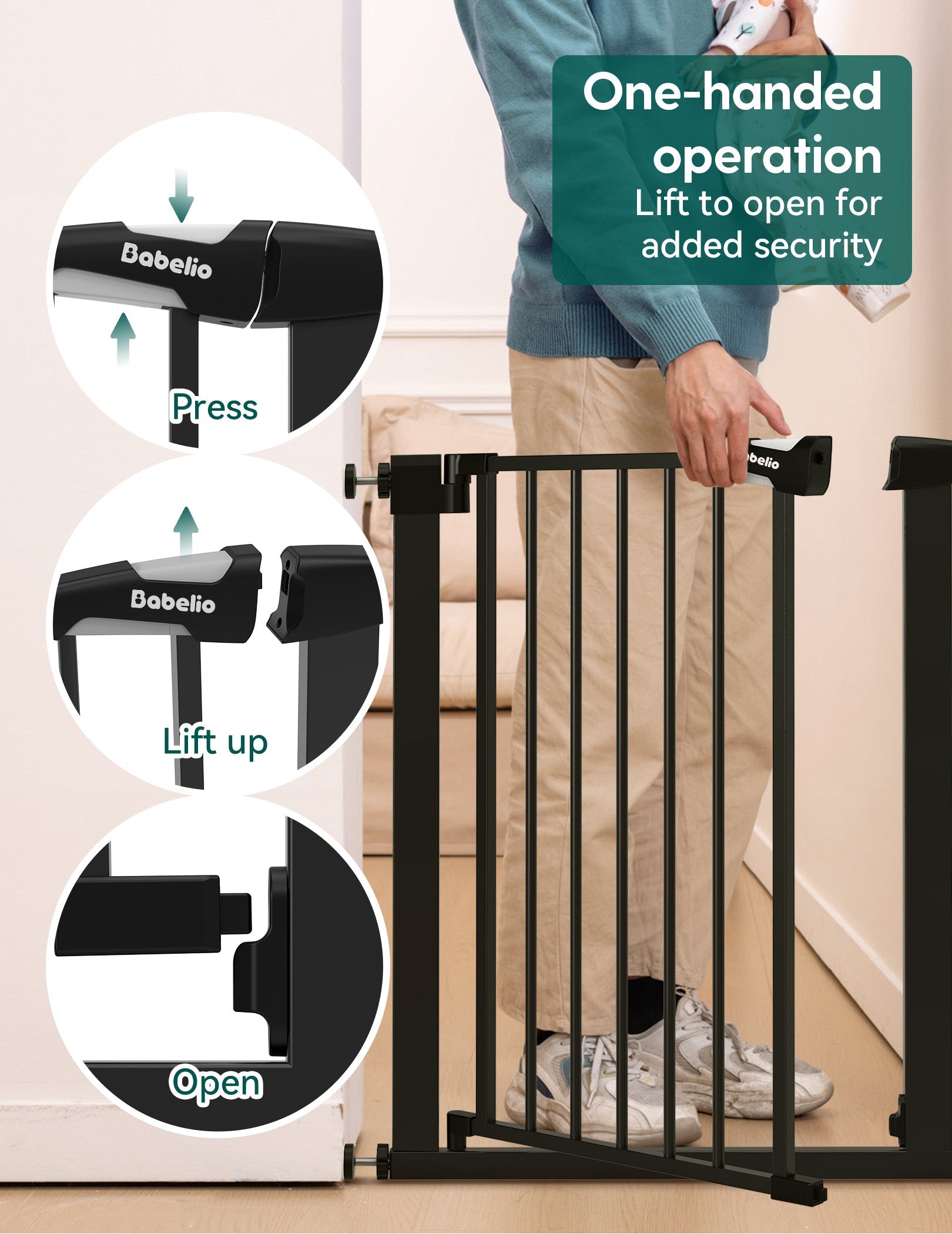 Babelio Baby Gate for Narrow Space | Pressguard - babeliobaby - White - 30 Inch
