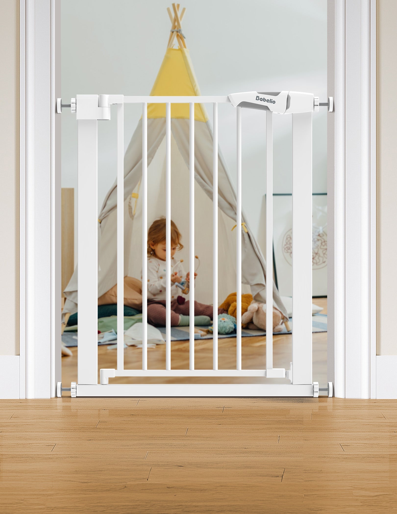 Babelio Baby Gate for Narrow Space | Pressguard - babeliobaby - White - 30 Inch