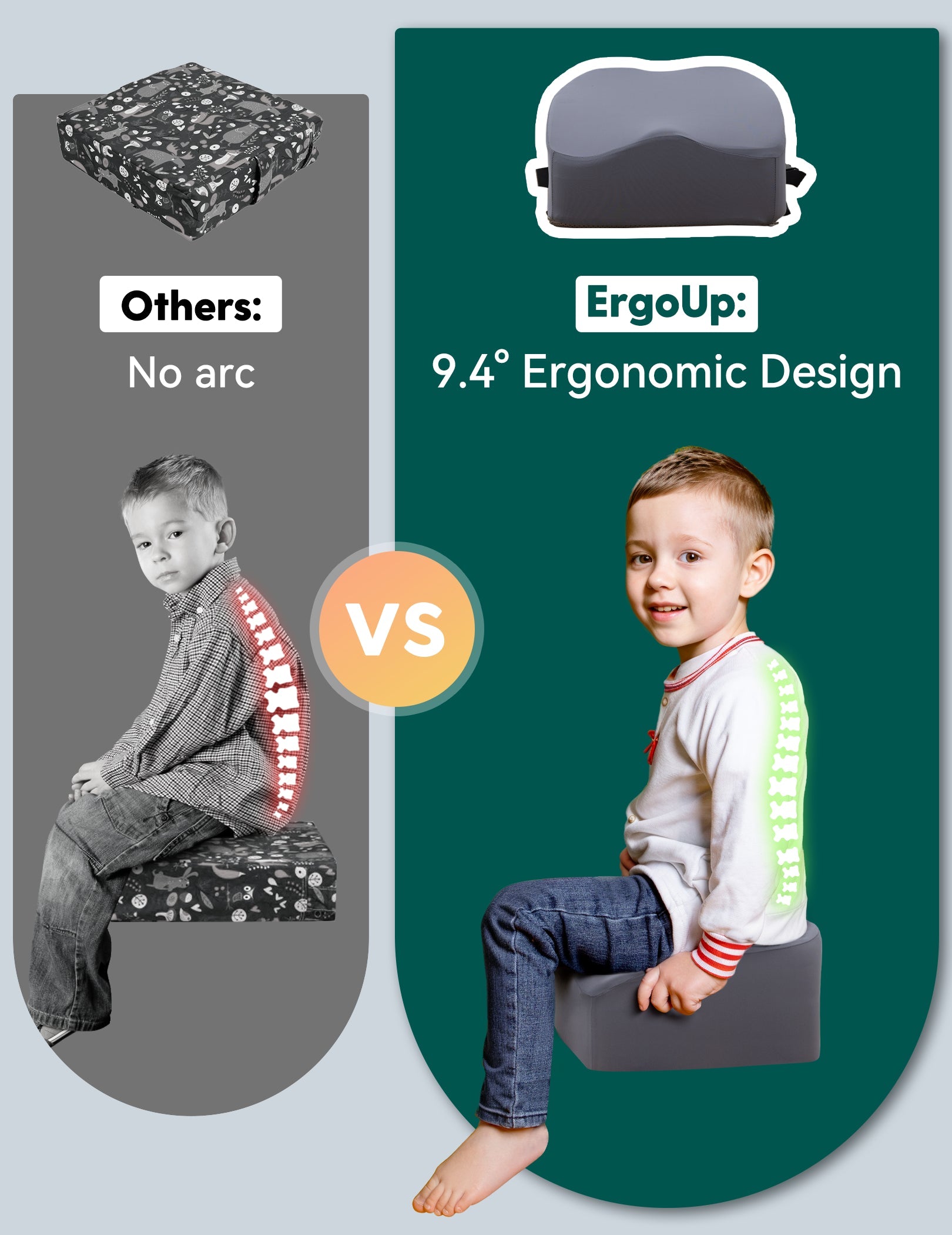 Babelio Ergo-Designed Booster Seat |  Posture-Supporting Dining Chair Cushion with Washable Cover