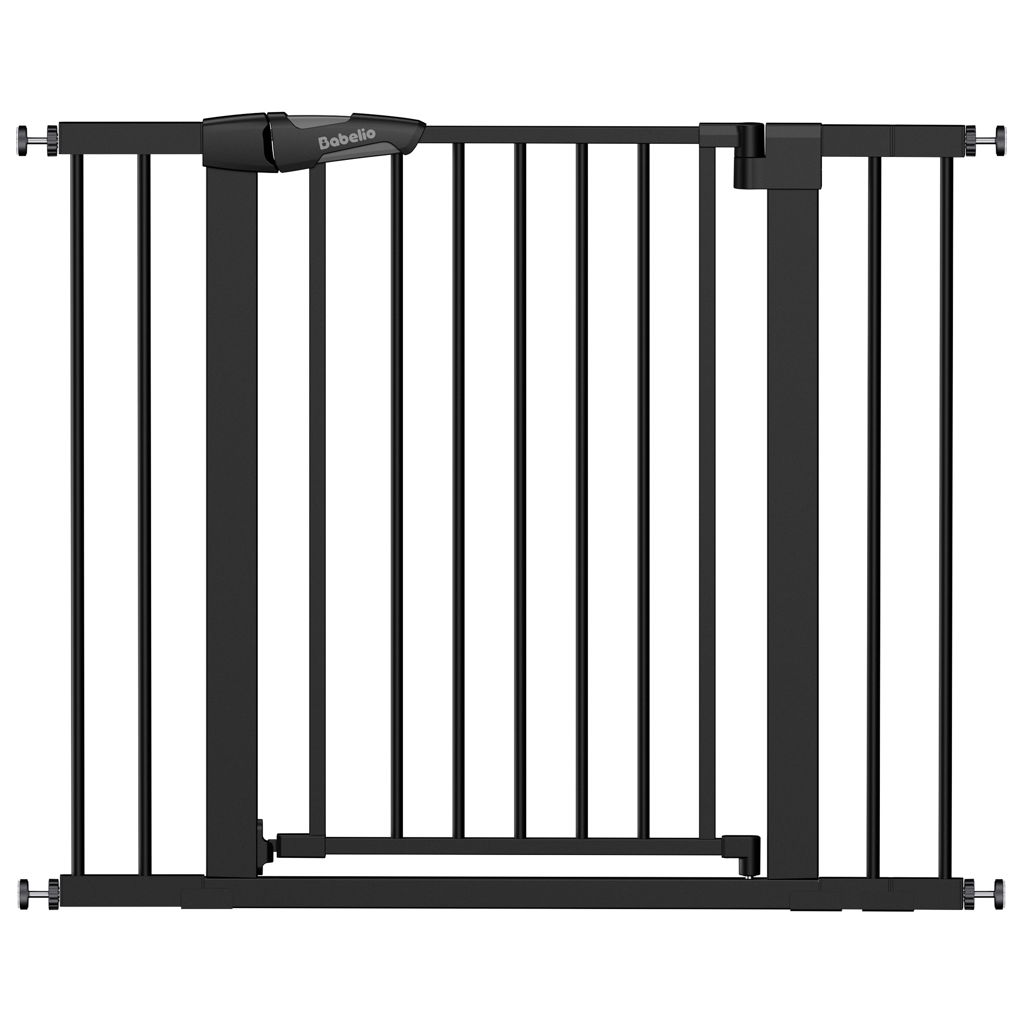 Black metal gate with Babbelo branding on a white background
