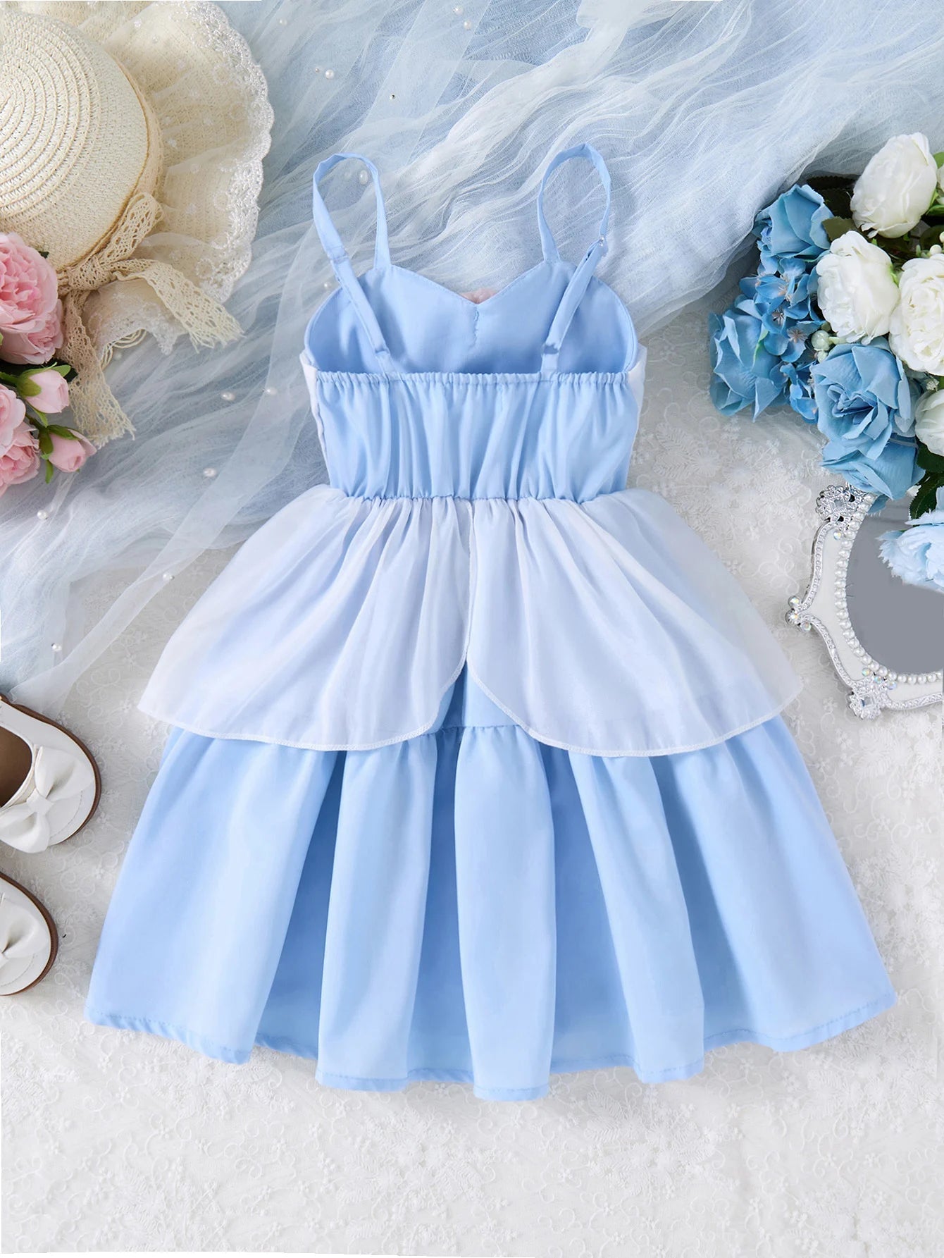 Blue Princess Dress — Sleeveless A - Line Summer Party Outfit - babeliobaby - Only Dress - 9 - 10T(150)