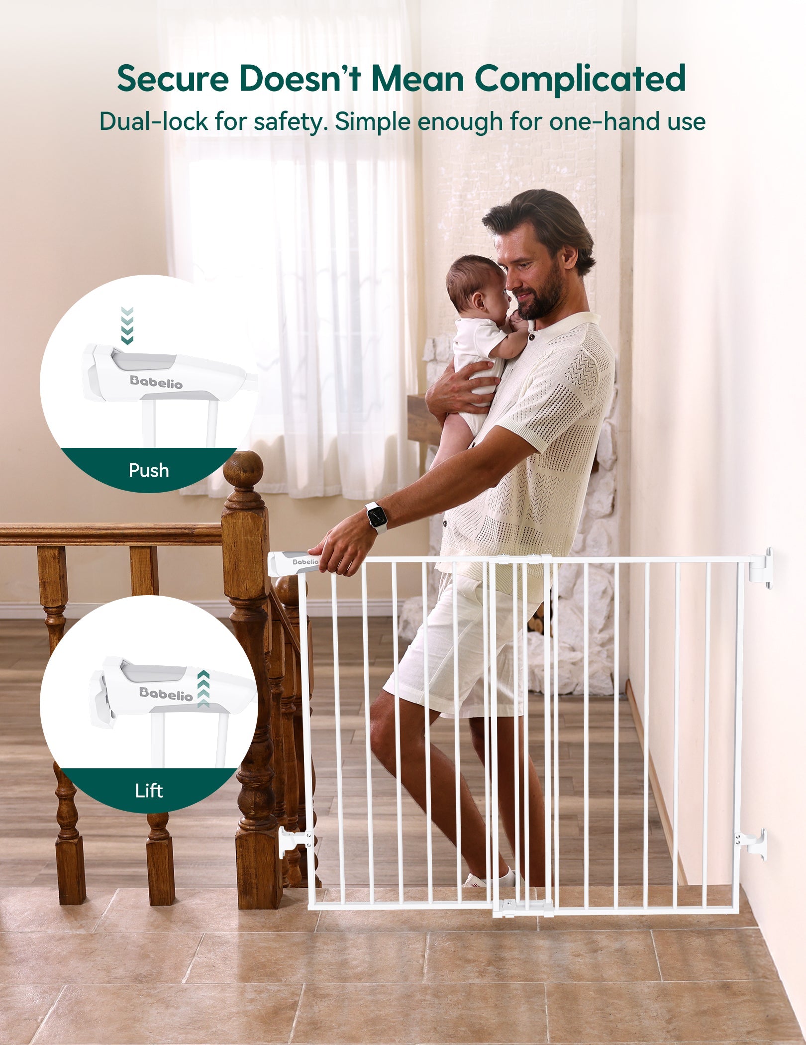 summer infant top of stairs simple to secure metal gate Boundless B17