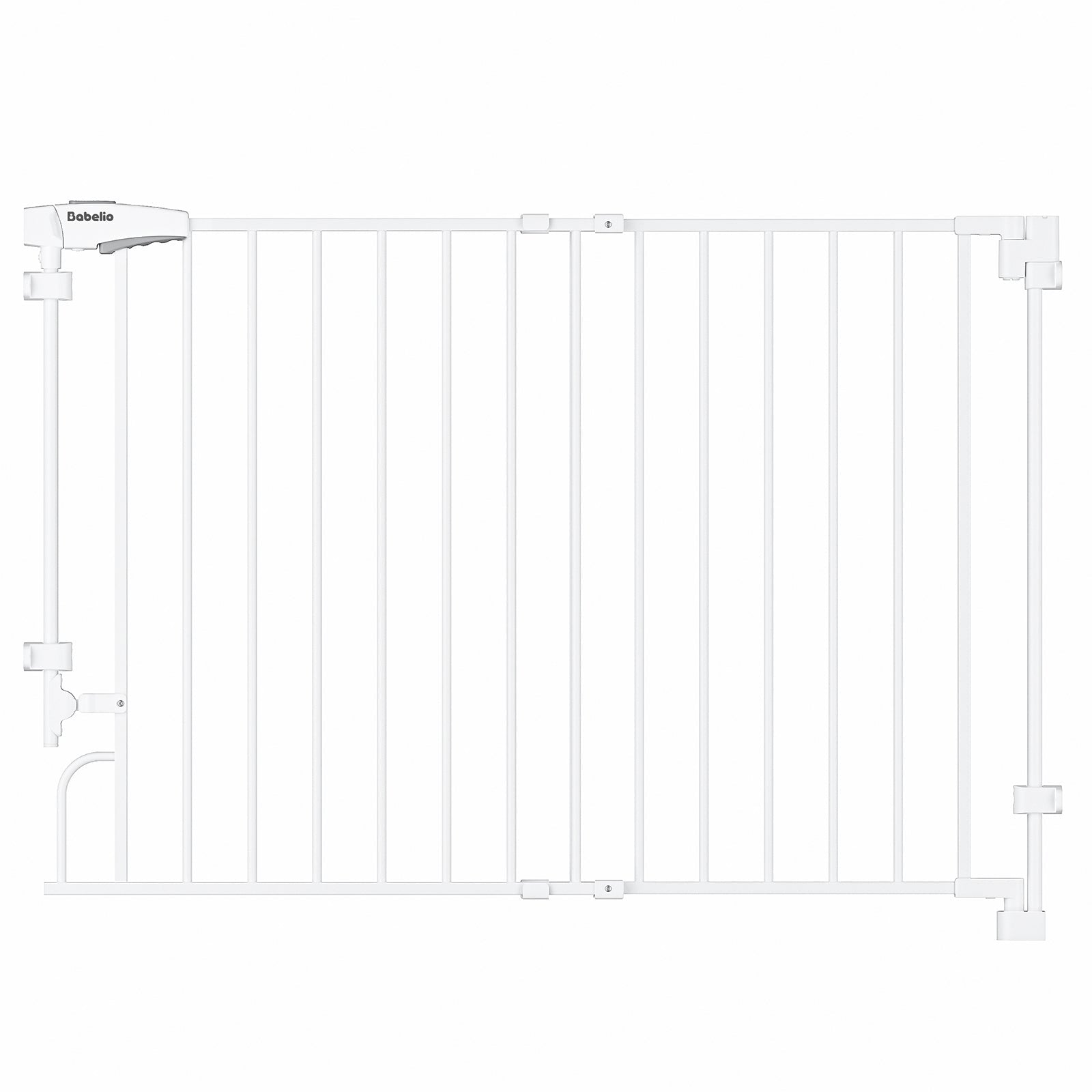 Babelio white baby safety gate for stairs and doorways, modern design, wall-mounted