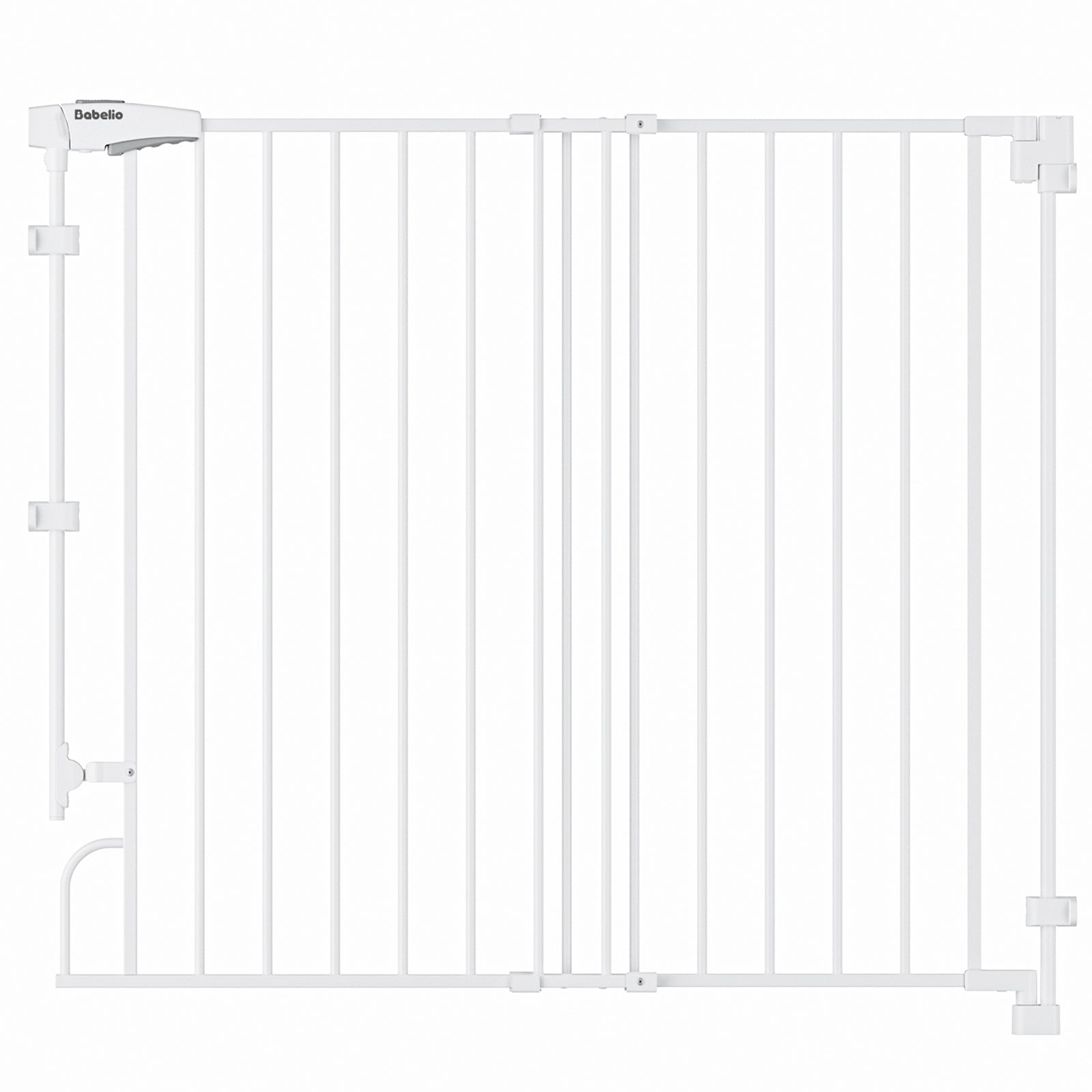 Babelio white metal baby safety gate for stairs and doorways, minimalist design