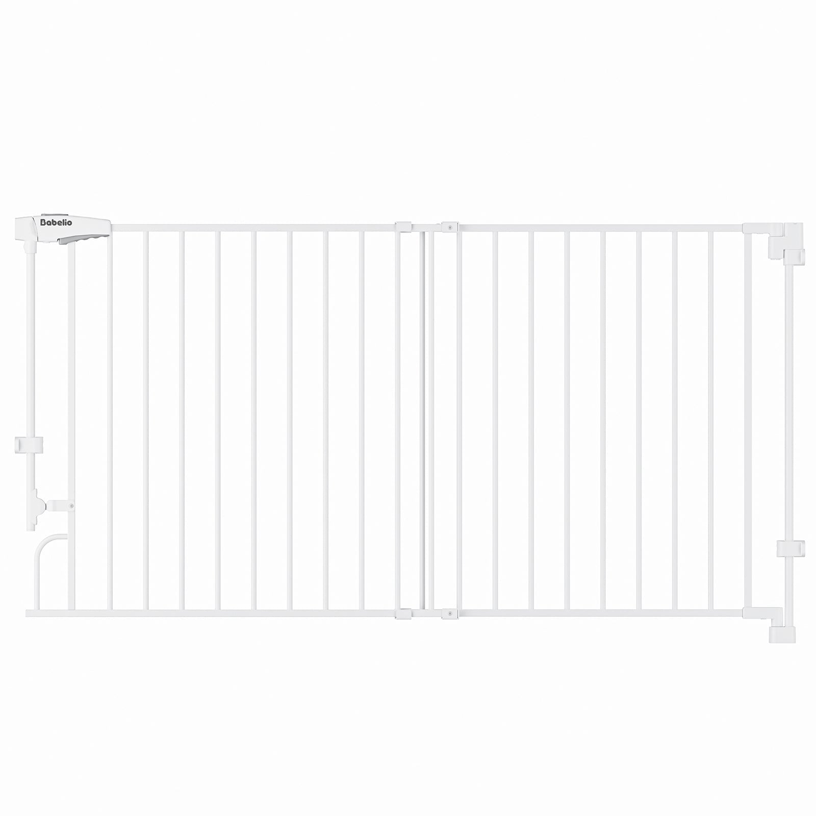 Babelio white baby safety gate for stairs or doorways, minimalist design