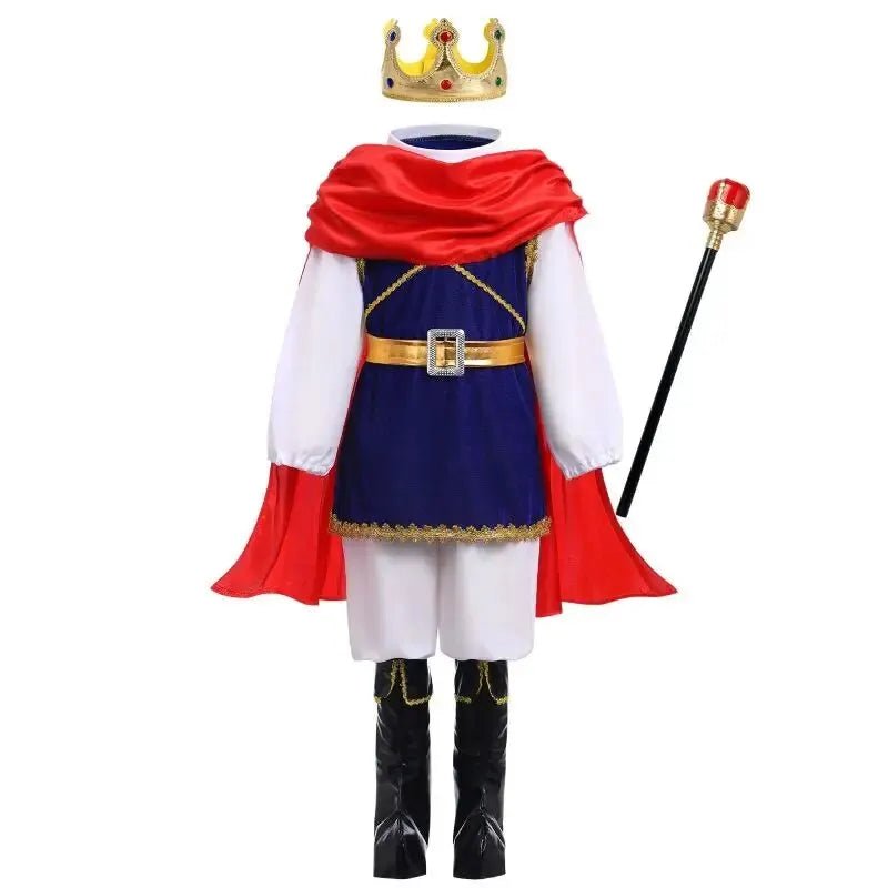 Boys Royal Prince Costume — Medieval King Outfit with Crown, Cape & Full Accessories Set - babeliobaby - 001 - 110