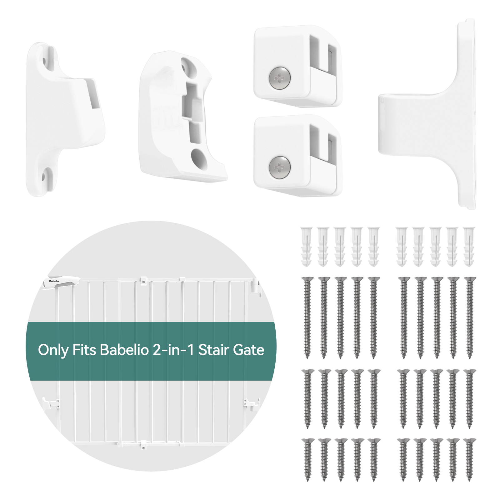 Hole Mounting Kit for Babelio 26-43" Auto Close Baby/Dog Gate for Stairs, Contains Screws