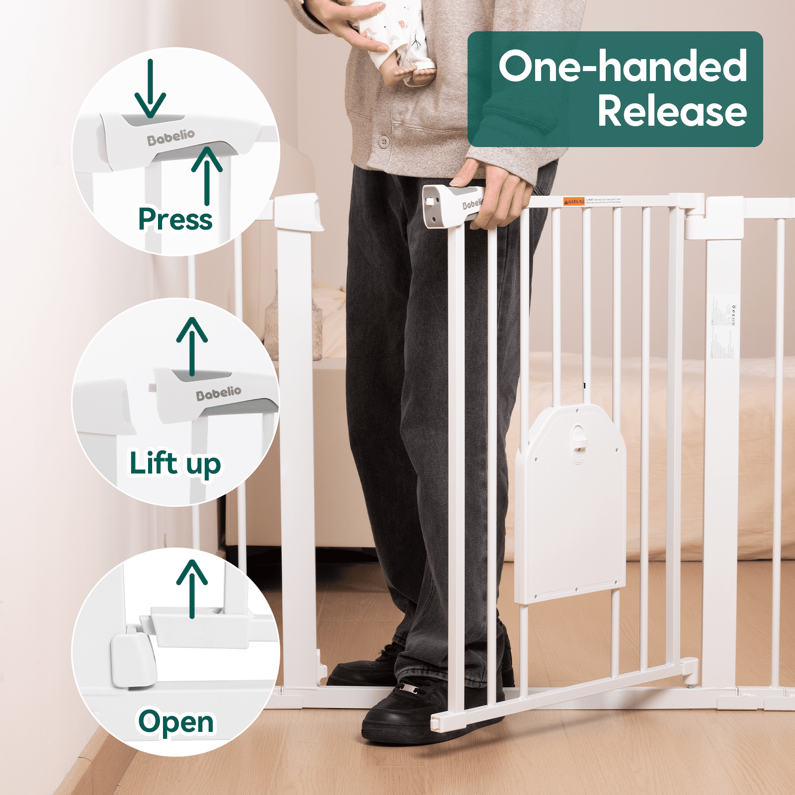 CatPrivilege A7 | Adjustable Safety Gate with Lockable Pet Door - babeliobaby - Black - 29 - 43" Wide 30" Tall