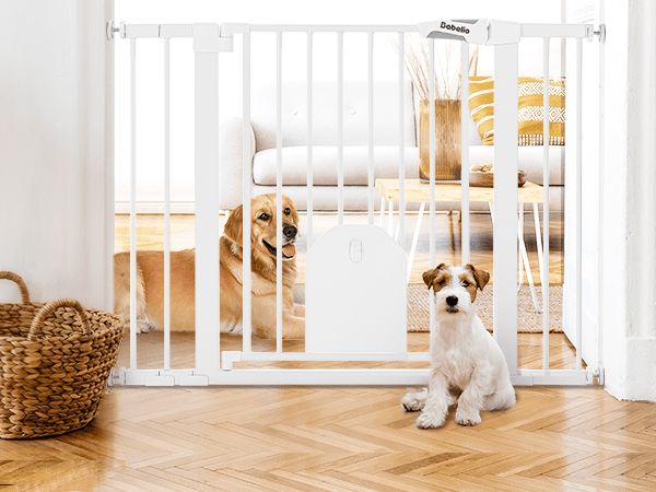 CatPrivilege A7 | Adjustable Safety Gate with Lockable Pet Door - babeliobaby - Gray - 29 - 43" Wide 30" Tall