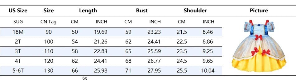 Classic Fairytale Princess Dress for Girls — Puffy Ball Gown with Bow & Short Sleeves - babeliobaby - Snow White Dress 02 - 2T(Tag 100)