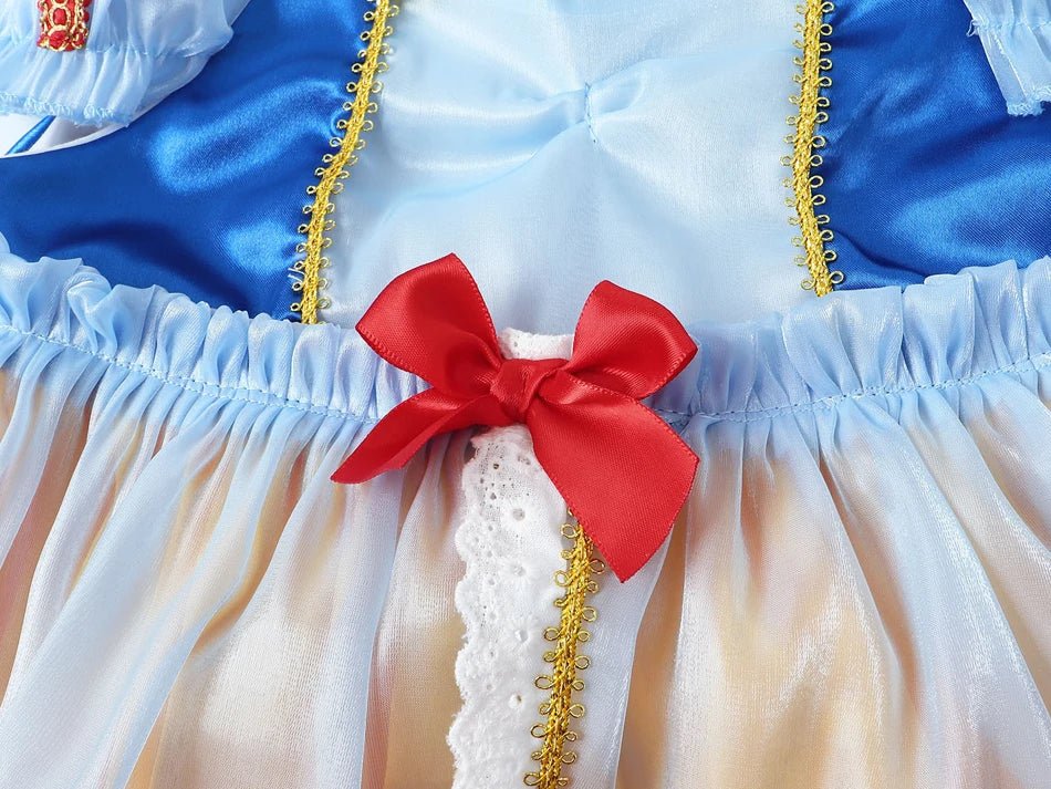 Classic Fairytale Princess Dress for Girls — Puffy Ball Gown with Bow & Short Sleeves - babeliobaby - Snow White Dress 02 - 2T(Tag 100)