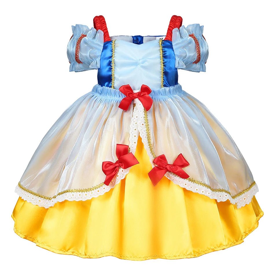 Classic Fairytale Princess Dress for Girls — Puffy Ball Gown with Bow & Short Sleeves - babeliobaby - Snow White Dress - 5 - 6T(Tag 130)