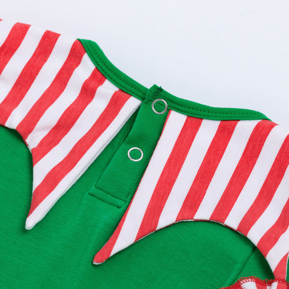 Tiny Cuddling Christmas Striped Romper Baby Suit