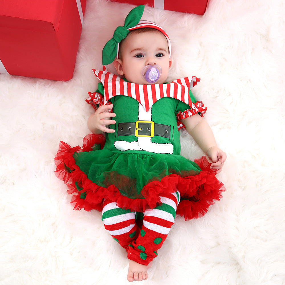 Tiny Cuddling Christmas Striped Romper Baby Suit