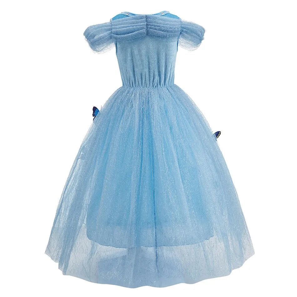 Enchanted Blue Princess Dress for Girls — Tulle, Embroidery & Sequins, Party Costume - babeliobaby - DN0106 - Size 110