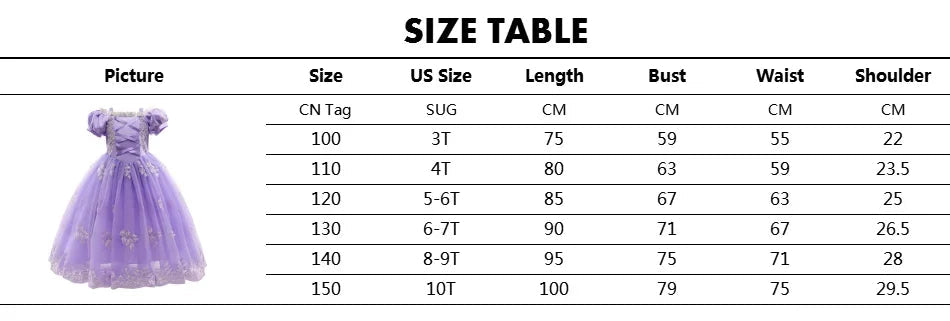 Girls Fairy Tale Princess Dress — Puff Sleeve Tulle Cosplay Gown, Mid - Calf - babeliobaby - RapunzelPurple03 - 2T (Size 100)