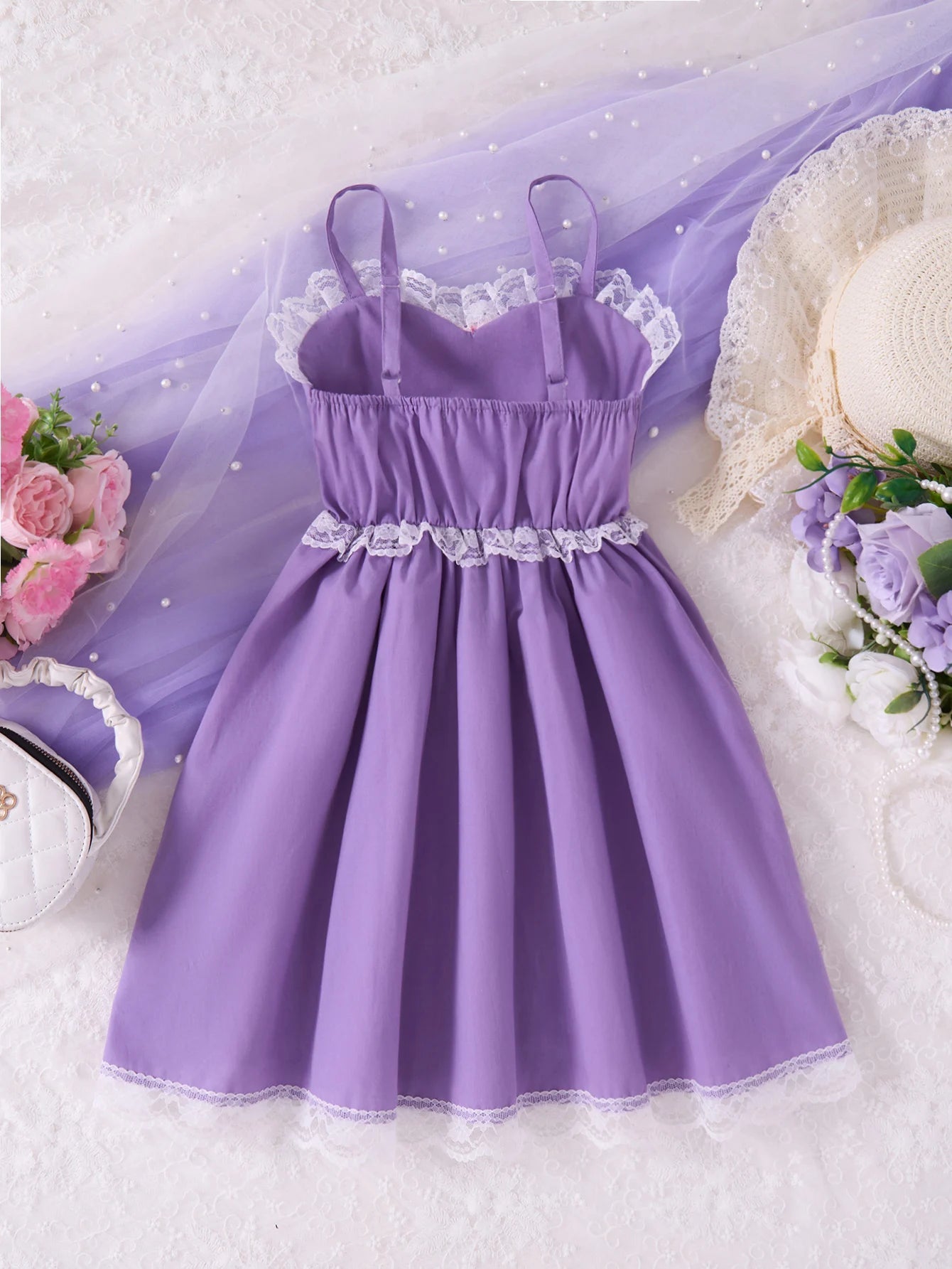 Girls Fairy Tale Princess Dress — Purple A - Line, Lace - Up Bodice, Sleeveless Summer Style - babeliobaby - 2 - 3T(100) - 