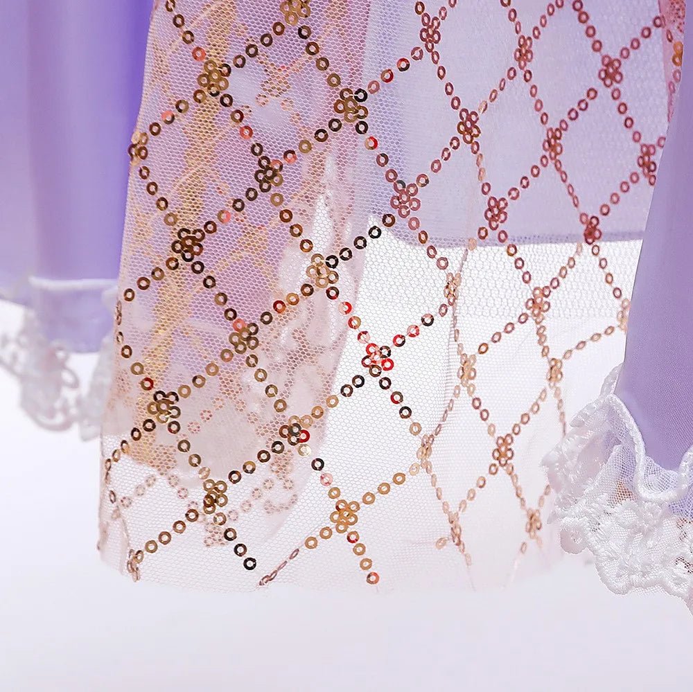 Girls Purple Princess Dress — Long Sleeve Fairytale Cosplay Gown with Accessories - babeliobaby - Set 5 - 2 - 3T (100)