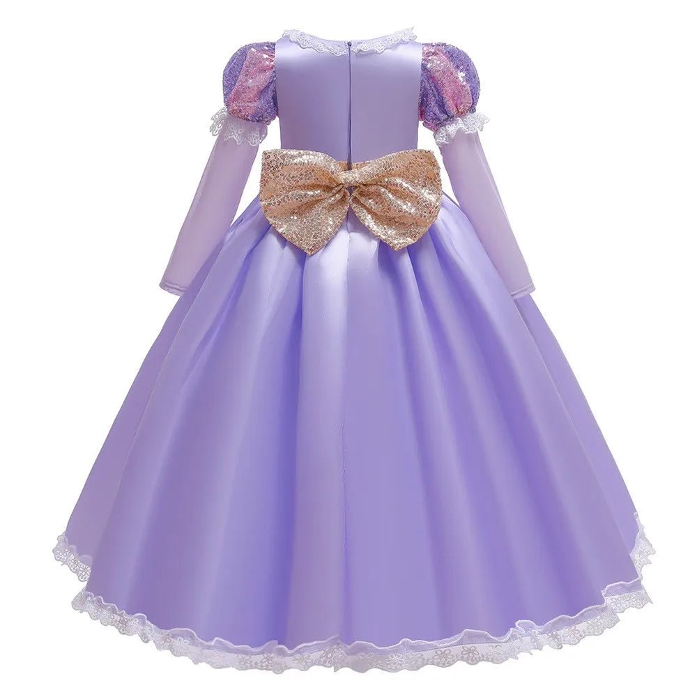 Girls Purple Princess Dress — Long Sleeve Fairytale Cosplay Gown with Accessories - babeliobaby - Set 5 - 2 - 3T (100)