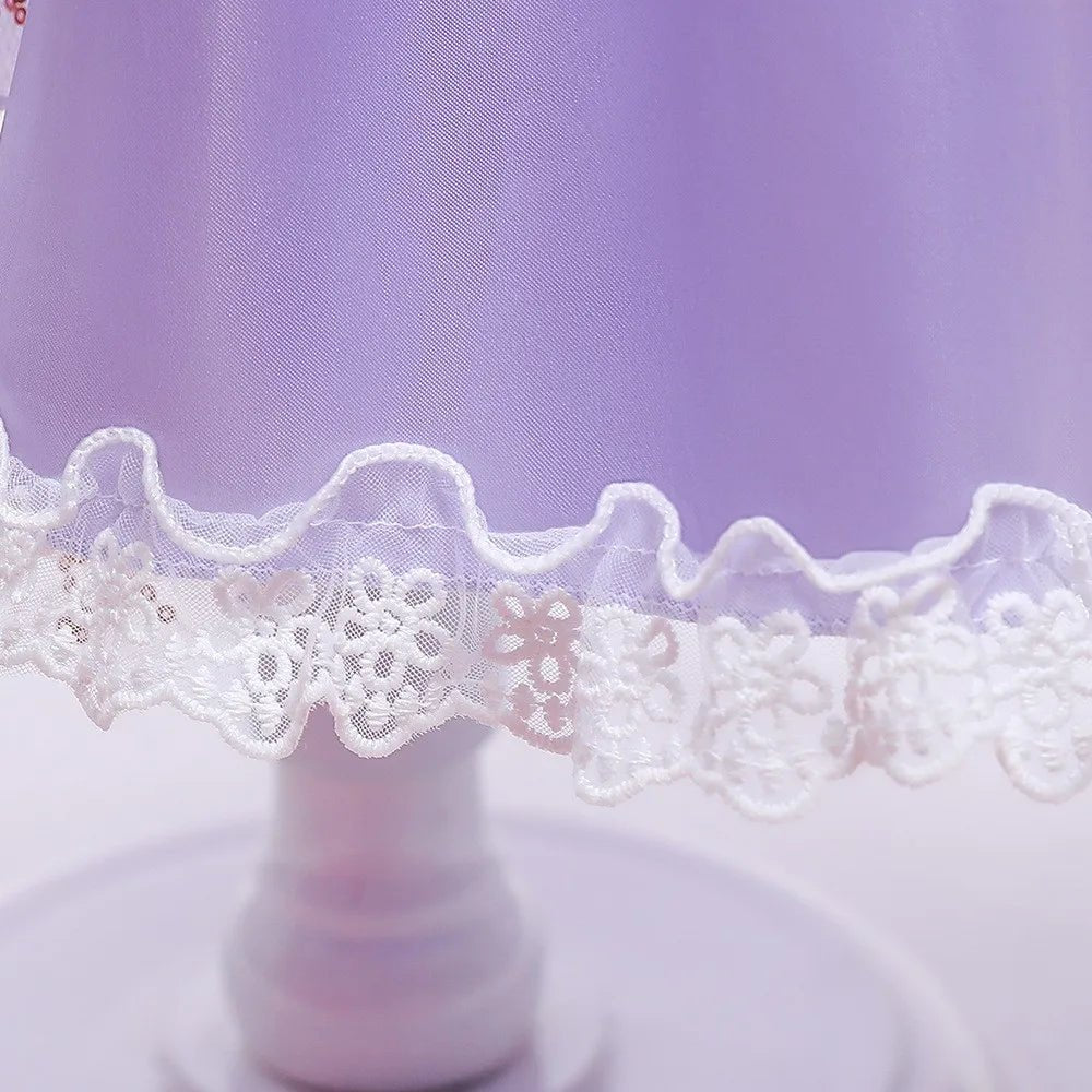 Girls Purple Princess Dress — Long Sleeve Fairytale Cosplay Gown with Accessories - babeliobaby - Set 5 - 2 - 3T (100)