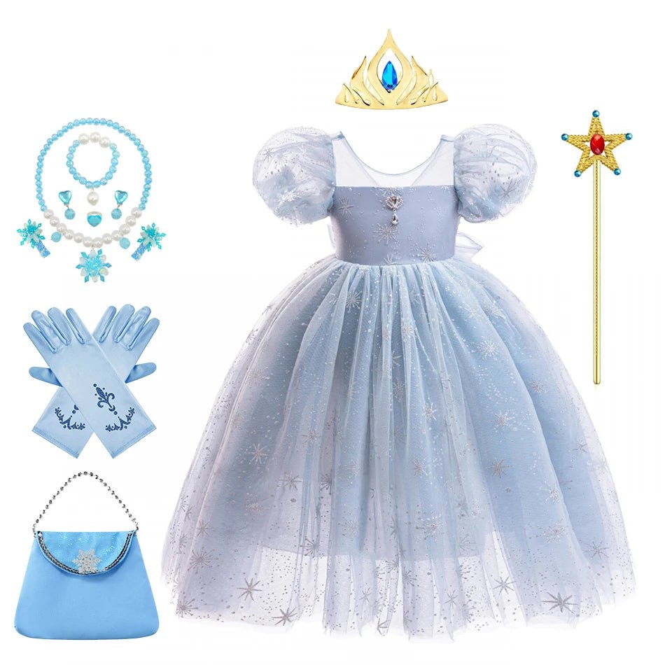 Ice Princess Dress for Girls — Snowflake Costume Gown | Party & Halloween - babeliobaby - Elsa Dress 03 - 2T(Tag 100)
