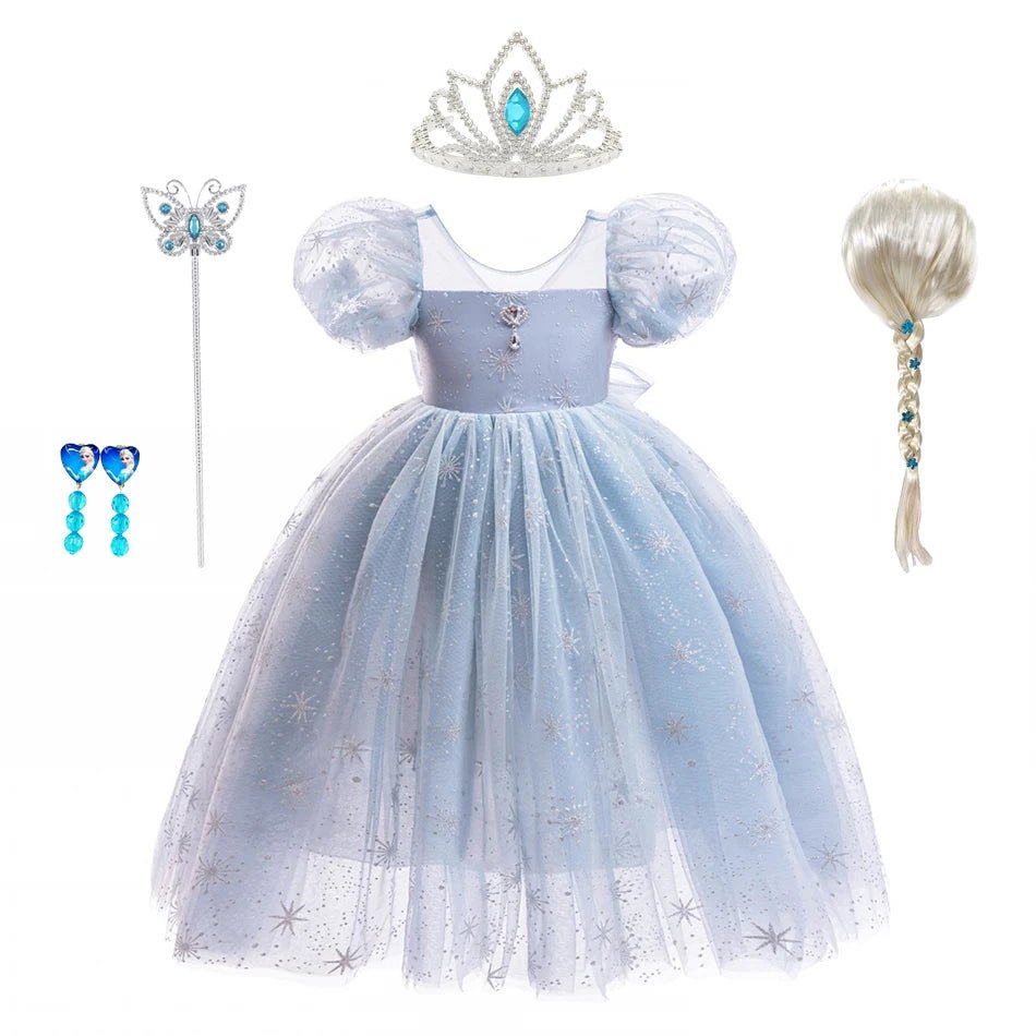 Ice Princess Dress for Girls — Snowflake Costume Gown | Party & Halloween - babeliobaby - Elsa Dress 02 - 2T(Tag 100)