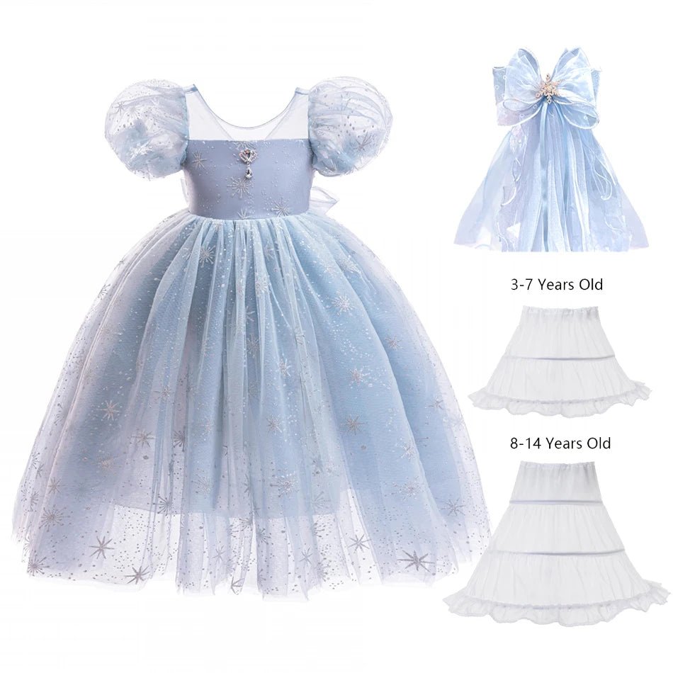 Ice Princess Dress for Girls — Snowflake Costume Gown | Party & Halloween - babeliobaby - Elsa Dress 01 - 2T(Tag 100)