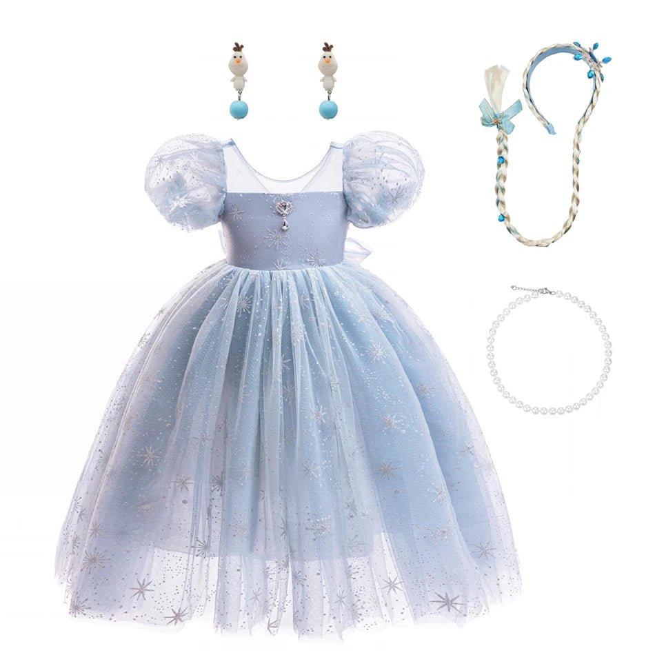 Ice Princess Dress for Girls — Snowflake Costume Gown | Party & Halloween - babeliobaby - Elsa Dress 05 - 2T(Tag 100)