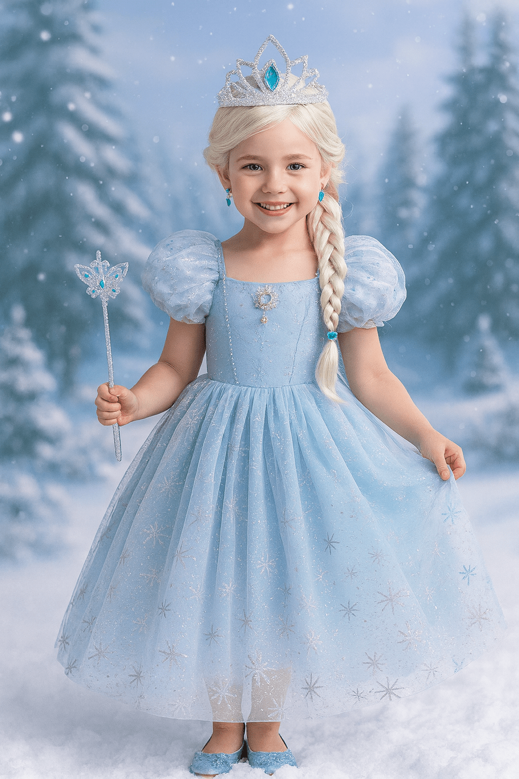 Ice Princess Dress for Girls — Snowflake Costume Gown | Party & Halloween - babeliobaby - Elsa Dress - 2T(Tag 100)