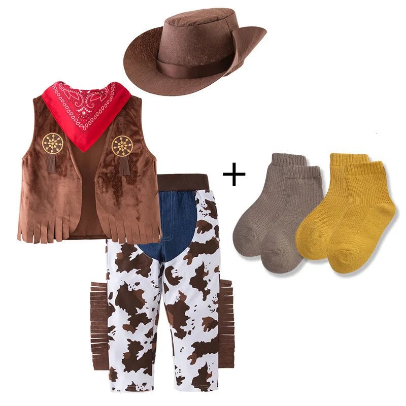 Kids Cowboy Costume — Western Cowboy Outfit with Hat, Vest & Bandana for Halloween & Parties - babeliobaby - 6 - 80