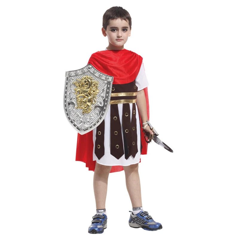 Kids Knight Costume — Medieval Armor Cosplay Outfit with Cape for Boys, Stage & Halloween - babeliobaby - Royal samurai - M(Fit 110 - 120cm)