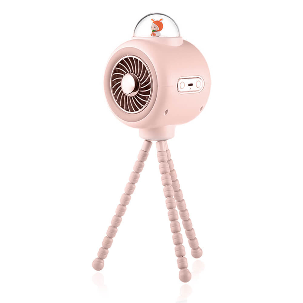 LulliNini 2024 Portable Baby Stroller Fan - USB Rechargeable Octopus Fan - babeliobaby - Automatic Oscillation - Pink