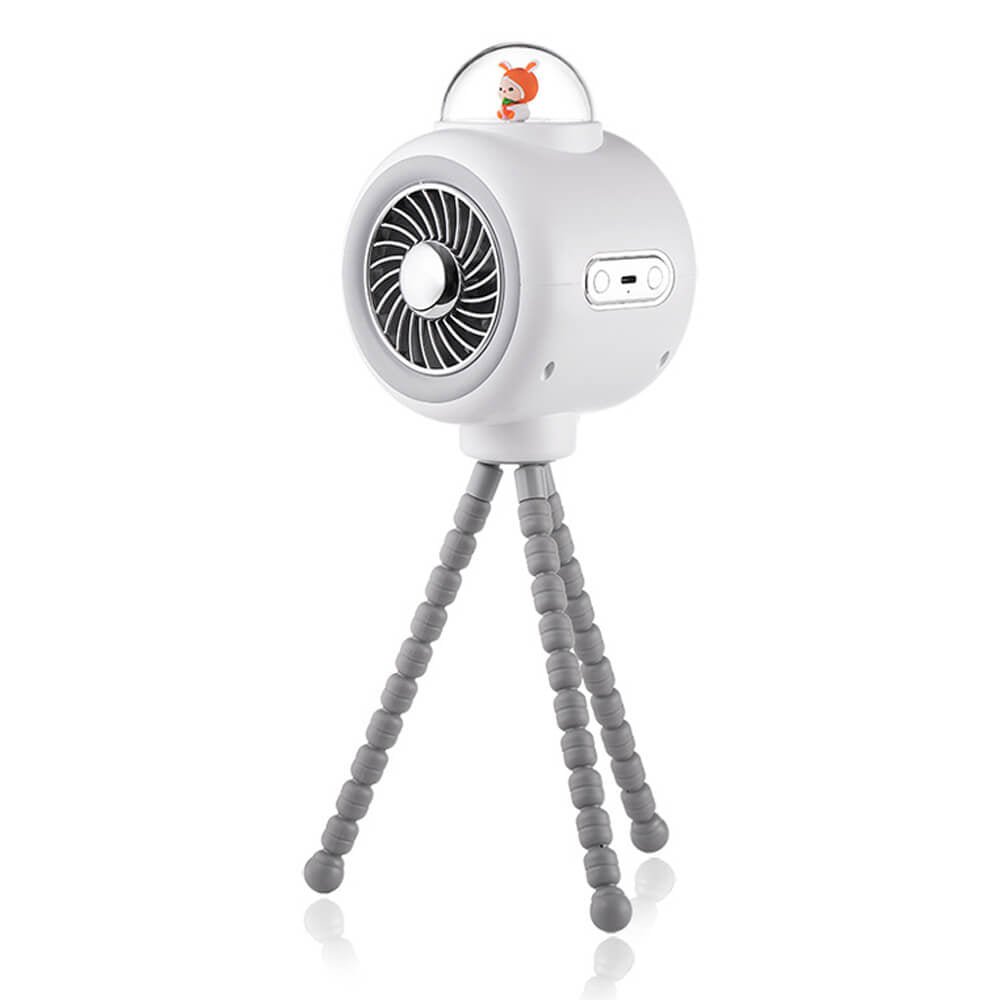LulliNini 2024 Portable Baby Stroller Fan - USB Rechargeable Octopus Fan - babeliobaby - Automatic Oscillation - White