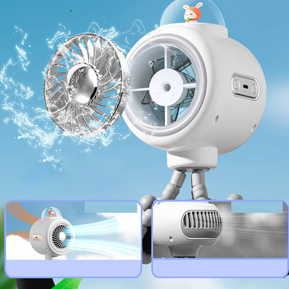 Babelio portable baby stroller fan with USB charging, octopus legs, and child-safe design.