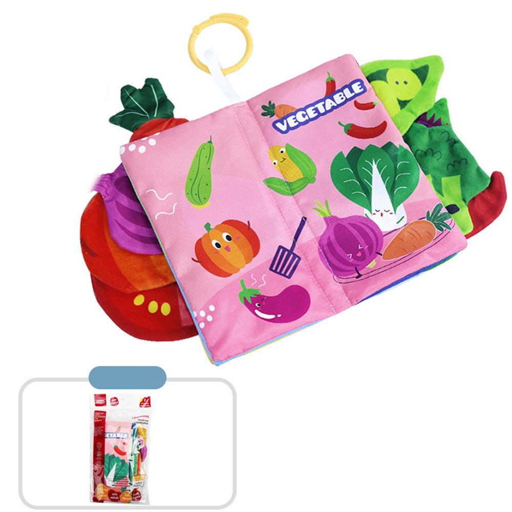 Babelio colorful soft baby cloth book with vegetable illustrations, perfect for nursery learning