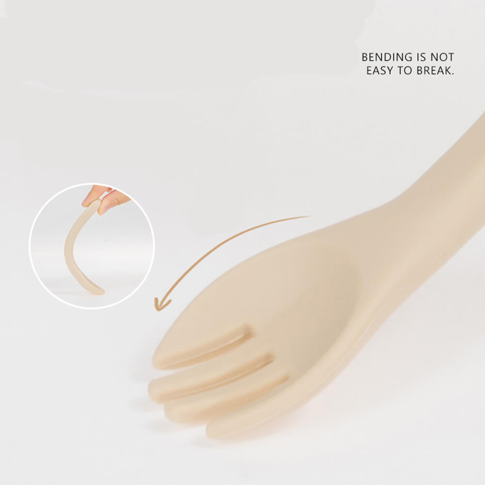 LulliNini Baby Soft - Grip Silicone Spoon and Fork Set - Perfect for Training and Teething - babeliobaby - Beige - 