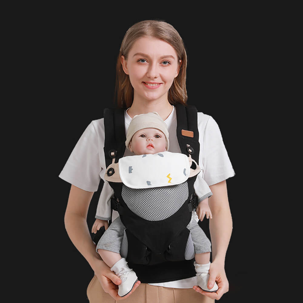 LulliNini Multifunctional Baby Carrier with Ergonomic Hip Seat and Adjustable Straps - babeliobaby - Black - 