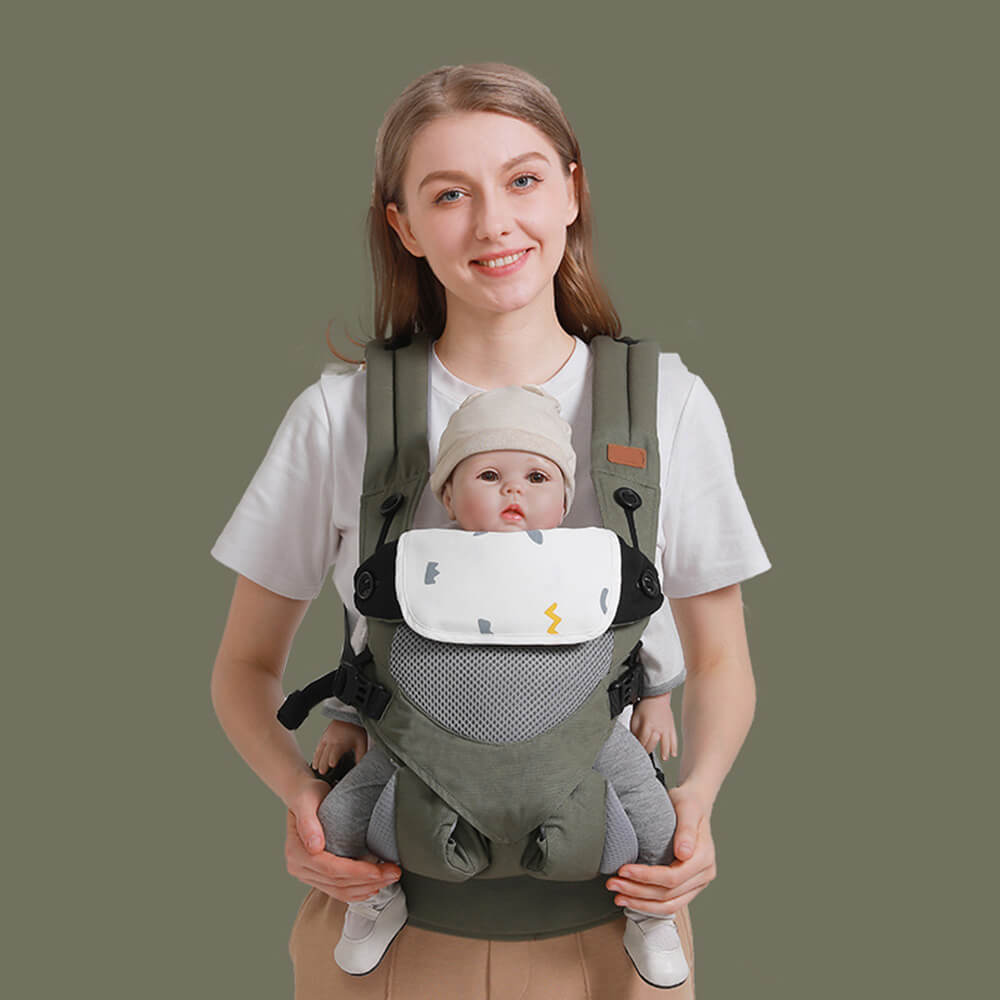 LulliNini Multifunctional Baby Carrier with Ergonomic Hip Seat and Adjustable Straps - babeliobaby - Green - 